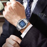 Reloj de pulsera deportivo cuadrado de lujo para hombre, resistente al agua, luminoso, Orologi, relojes de cuarzo para hombre, Reloj de acero inoxidable para hombre