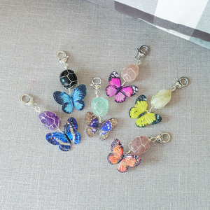 Porte-clés Papillon en Cristal Naturel Roulé, Breloque de Sac Guérison Reiki, Pendentif Clé, Cadeau, Vente en Gros - Product Image 5