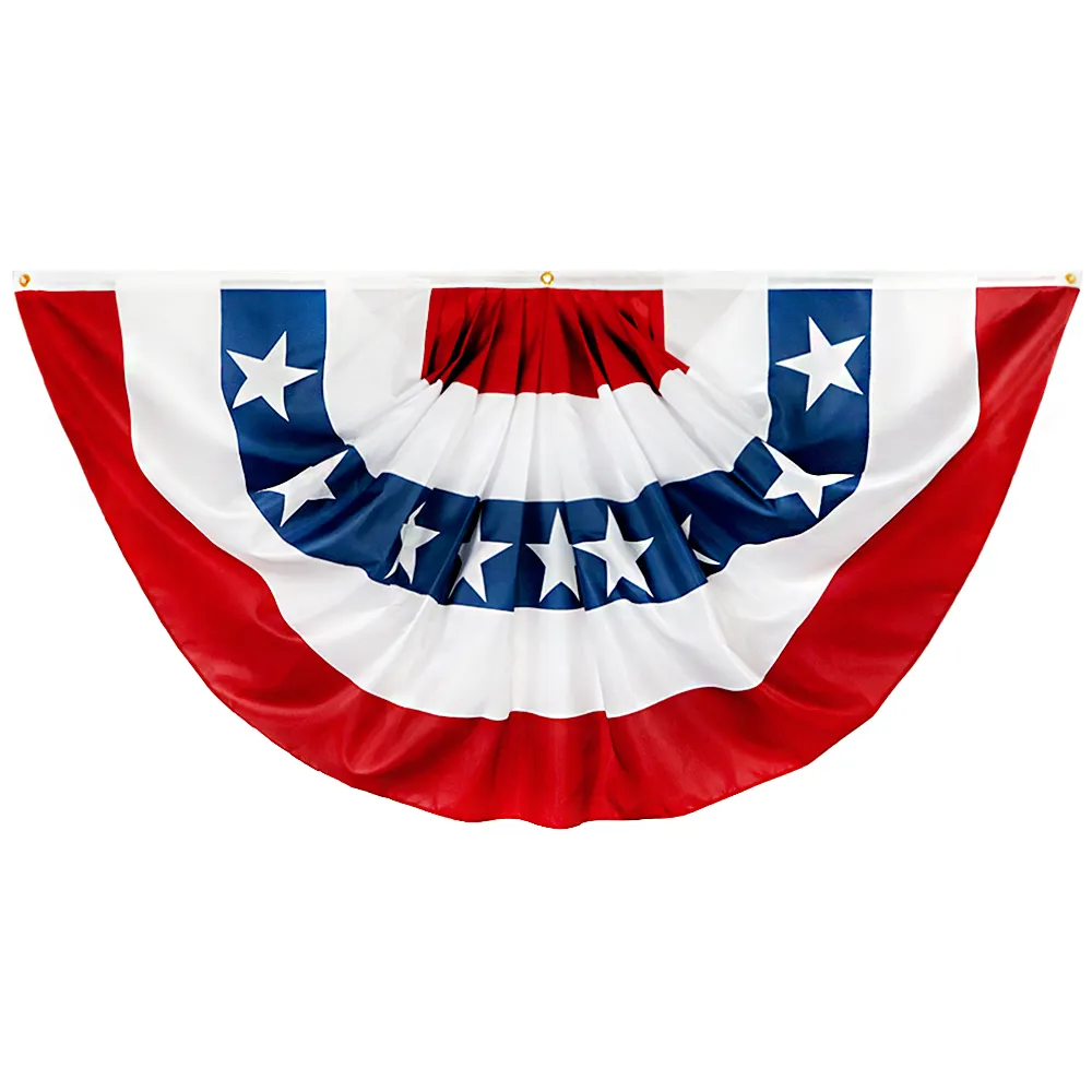 अमेरिकी Pleated गौरेया प्रशंसक झंडा 100D पॉलिएस्टर 3 के साथ इनडोर और आउटडोर सजावट के लिए Grommets