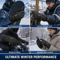 Gants de ski d'hiver imperméables, coupe-vent, chauds, rembourrés, avec logo personnalisé, unisexes, pour activités de plein air