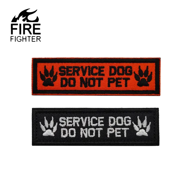 Letras de cachorro bordados de bombeiro, remendo de aplique vermelho e preto para jack e mochila.