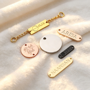 Custom Own Design Sew On Metal Logo Tags, Private Brand <b>Name</b> Metal Labels Custom Metal <b>Plates</b> for Clothing, Jeans, Handbags - Product Image 1