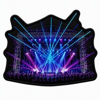 Patchs brodés 3D irréguliers, motif scène de concert, faisceaux lumineux complexes, à thermocoller pour le dos de veste