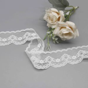 Nastro in Pizzo Floreale Bianco con Bordo Smerlato, Morbida Bordatura in Rete di Nylon per Abiti, Accessori per Cucito e Abbigliamento da Sposa - Product Image 4
