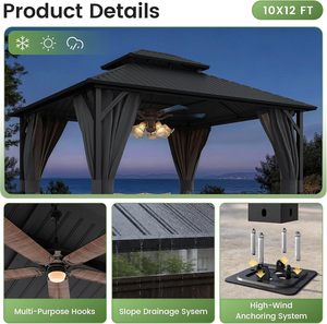 Gazebo à <span class=keywords><strong>toit</strong></span> rigide 12x14 avec <span class=keywords><strong>toit</strong></span> en acier galvanisé double - Product Image 3