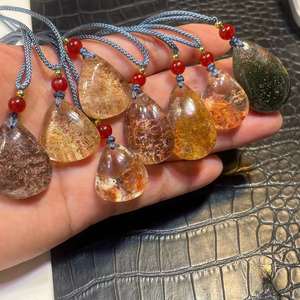 Pendentif Goutte d'Eau en Cristal Naturel Coloré Quatre Saisons, Chaîne Style Sportif, Matériau Pierre Naturelle, Cristal Pur - Product Image 2