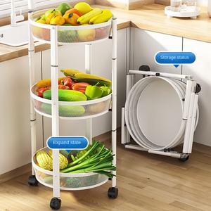 Multifunctionele Opvouwbare Groentemand Staande Meerlaagse Keuken Opbergrek Huishoudelijk Fruit Snack Opslag <span class=keywords><strong>Trolley</strong></span> - Product Image 5