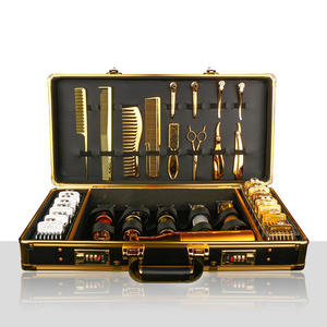 Portable Aluminum Barberia <strong>Briefcase</strong> Barber Tools Suitcase Salon Password Gold Barber Case, Metal Barber Organizer <strong>Box</strong> - Product Image 2