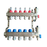 Collecteur d'eau en acier inoxydable OEM 2-12 voies pour système de chauffage radiant par le sol pour appartement