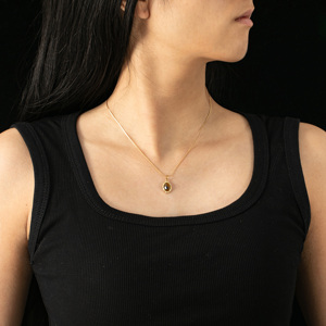 Collana con Ciondolo Classica all'Ingrosso in Occhio di Tigre Naturale Ovale con Catena in Acciaio Inox Placcato Oro 18K Regalo per Donne per Feste e <span class=keywords><strong>Vita</strong></span> <span class=keywords><strong>Quotidiana</strong></span> - Product Image 5