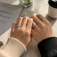 Bagues en Moissanite en Argent Sterling 925, Style Boucle de Ceinture, Ensemble de Bagues Assorties, Moissanite Couleur D, Bijoux Fins Élégants, Cadeau pour Couple