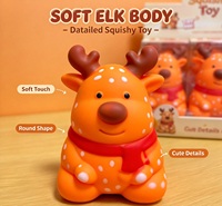 Jouet Squishy Mignon Élan Cerf de Noël Animal Doux Extensible à Remontée Lente Anti-Stress Sensoriel Fidget Cadeaux Nouveauté