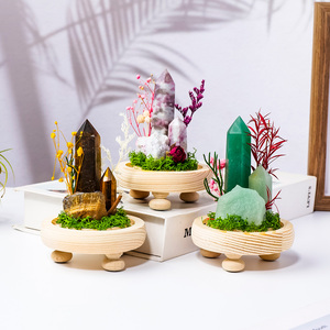 Obélisque <span class=keywords><strong>en</strong></span> cristal naturel <span class=keywords><strong>en</strong></span> gros sous dôme de <span class=keywords><strong>verre</strong></span> avec fleur stabilisée style forêt, bonsaï pour décoration spirituelle de la maison - Product Image 6