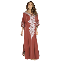 Robes de plage amples brodées pour femmes, style ou logo personnalisé, fabrication ODM, grandes tailles, paréos de bain, robes de vacances