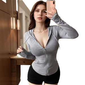 Sudadera de punto transpirable y antiarrugas para mujer, ajuste regular, con cintura ceñida, ideal para otoño y entrenamiento casual en el gimnasio. - Product Image 1