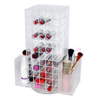 120 Fächer Acryl-Drehständer für Lippenstifte und Make-up-Pinsel, 360° drehbarer Kosmetik-Organizer für die Arbeitsplatte