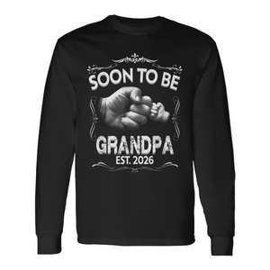 T-shirt à manches longues « Prochainement Grand-père 2026 » pour l'annonce de grossesse - Product Image 1