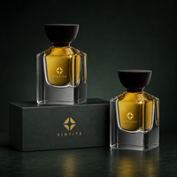 Flacon de parfum vide carré à double paroi de 30 ml, bouchon noir mat de luxe, logo personnalisé, récipient en verre pour parfum