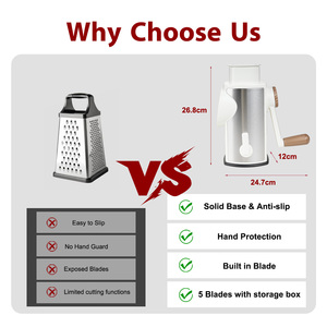 Siêu September phụ kiện nhà bếp 5 trong <span class=keywords><strong>1</strong></span> ROTARY pho mát vắt tay Rau Chopper <span class=keywords><strong>Slicer</strong></span> Xử lý vòng mandoline <span class=keywords><strong>slicer</strong></span> - Product Image 5