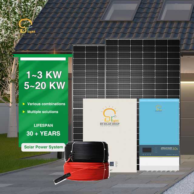 BR SOLAR Smart MPPT-Controlled Lithium Battery Energy Storage 5KW 10KW Hybrid Off-grid Solar Power System for Home Use