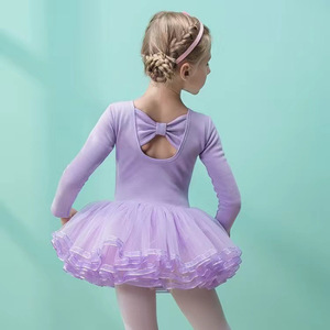 Robe de danse à manches longues en pur coton pour filles, jupe de ballet rose pour enfants, costume de pratique et de spectacle pour <span class=keywords><strong>petites</strong></span> <span class=keywords><strong>danseuses</strong></span> Kayatrek - Product Image 4