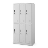 Casier de gym personnalisé à 6 portes en acier avec serrure à code, design moderne, armoires métalliques durables avec cintre, finition thermolaquée