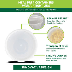 Contenants Alimentaires Jetables en <span class=keywords><strong>Plastique</strong></span> pour Soupe avec Couvercles, 8oz 12oz 16oz 24oz 32oz, Clairs et Hermétiques pour Traiteur - Product Image 3