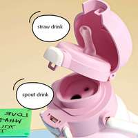 Bouteille de sport isotherme en acier inoxydable de 500 ml pour enfants (garçons et filles) avec poignée, design portable à double ouverture