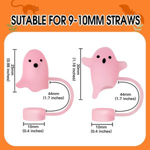 Cubiertas de Silicona para Pajitas con Diseño de Fantasmas Luminosos para Halloween - Accesorios Divertidos para Vasos - Product Image 4