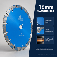 Disque de découpe diamanté industriel de 9 pouces (230 mm) pour rainurage mural, à pressage à chaud, avec jante de 16 mm, pour rainurage du béton, pour meuleuse d'angle