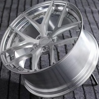Jantes de luxe 2 pièces en alliage d'aluminium forgé, à déport profond, finition argent brossé, lèvre polie, personnalisables, 18-24 pouces