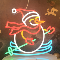 Panneau néon Père Noël Bonhomme de neige, Lampe LED murale à brancher sur prise secteur, Lampe néon en acrylique pour chambre, café, festival de Noël, décoration intérieure