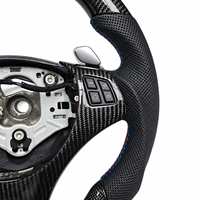 Volant en fibre de carbone M Sport pour BMW E90 E91 E92 E93 Série 3, cuir perforé, volant personnalisé