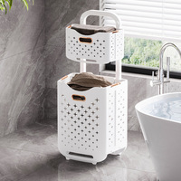 Panier à linge pliable WN956, respirant, anti-moisissure, en plastique, avec roulettes, vente en gros