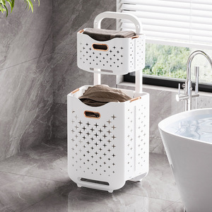 <span class=keywords><strong>Panier</strong></span> à linge pliable WN956, respirant, anti-moisissure, en plastique, avec roulettes, vente en gros - Product Image 2