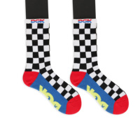 Chaussettes de skateboard en coton épais pour jeunes, motif damier, compression de la voûte plantaire, élastiques, en tissu éponge, mi-hautes, tendance, pour le sport, vente en gros