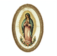 Cadre photo ovale classique en résine avec miroir, motif Vierge Marie, pour décoration religieuse de table, vente en gros sous marque privée