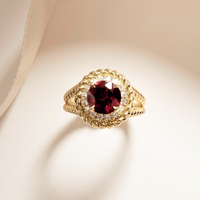 Bague en rubis de laboratoire 2 carats couleur sang de pigeon, or massif 18 carats, style vintage, avec pierres précieuses en grappe, bande éternelle, esthétique aristocratique