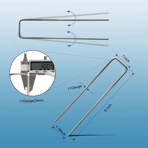 विरोधी जंग जस्ती लकड़ी मैट सोड स्टेपल्स यू आकार पिन गार्डन चूसने वाले पेग्स - Product Image 2