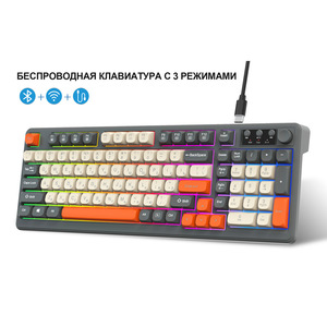 Clavier filaire et sans fil Bluetooth à éclairage RGB, trois modes, pour le jeu et le bureau, prise en charge de la langue russe, en stock - Product Image 5
