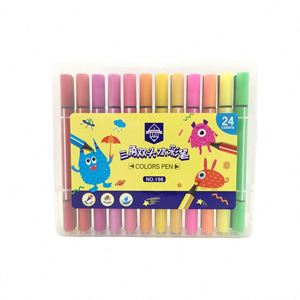 Ensemble de crayons de peinture à double pointe triangulaire aux couleurs vives, lavables, pour enfants - Product Image 1