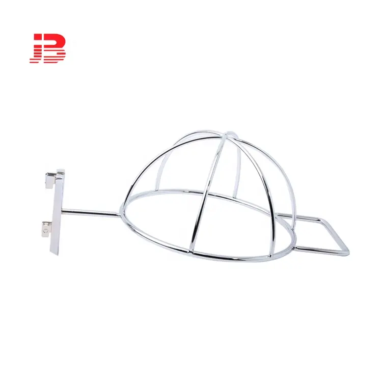 Display Hat Rack Wire Diameter 4mm 5mm 6mm Chrome Plated Gridwall Single Cap Holder Slotted Channel Hat Display Rack For Retail Store