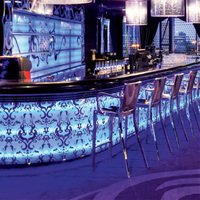 Comptoir de bar LED en forme de L, grand et moderne, personnalisé, pour restaurant, bar à domicile et hôtel, avec construction en surface solide