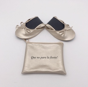 Wedding Gift Hot Sale Personalized <strong>Silver</strong> Foldable <strong>Flats</strong> with Pocket Bag - Product Image 4