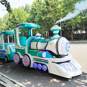 รถไฟไร้รางมาตรฐาน CE ระดับพรีเมียม ตู้โดยสารกึ่งปิด พร้อมไฟ LED สีสันสดใส สำหรับความบันเทิงครอบครัวเชิงพาณิชย์ - Product Image 1