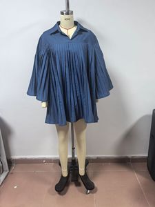 Nuevo Vestido Vaquero Elegante para Mujer, Corte Holgado, con Pliegues y Parches, a la Moda - Product Image 5