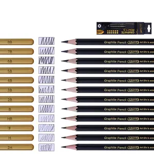 Profession elle 12 Stück Set Schwarz Zeichnung Bleistift Künstler Zeichnung Skizze Kunst Graphit Bleistift