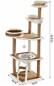 Árbol para gatos moderno de 4 niveles, 148 cm, rascador de sisal con plataforma y túnel para gatos de interior - Product Image 3