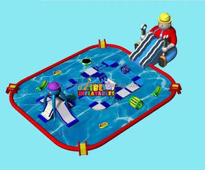 Parc aquatique gonflable commercial OEM en PVC, thème <span class=keywords><strong>jungle</strong></span> tropicale, avec piscine et plusieurs toboggans pour parc d'attractions - Product Image 3