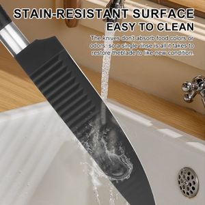 New Black Wave Pattern 6-Piece Stainless Steel Utility Cutter Set <b>Plastic</b> Dishwasher Safe <b>Kitchen</b> Knife Kit Business Gift Box - Product Image 4